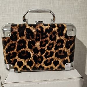 Leopard Print Women's Bag with Silver Accents